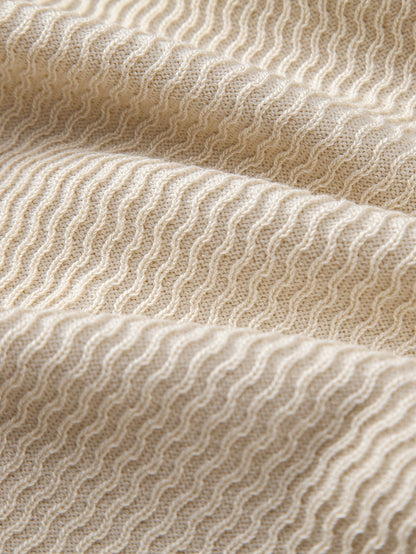 V-Neck Polo Shirt with Wave Jacquard Knit