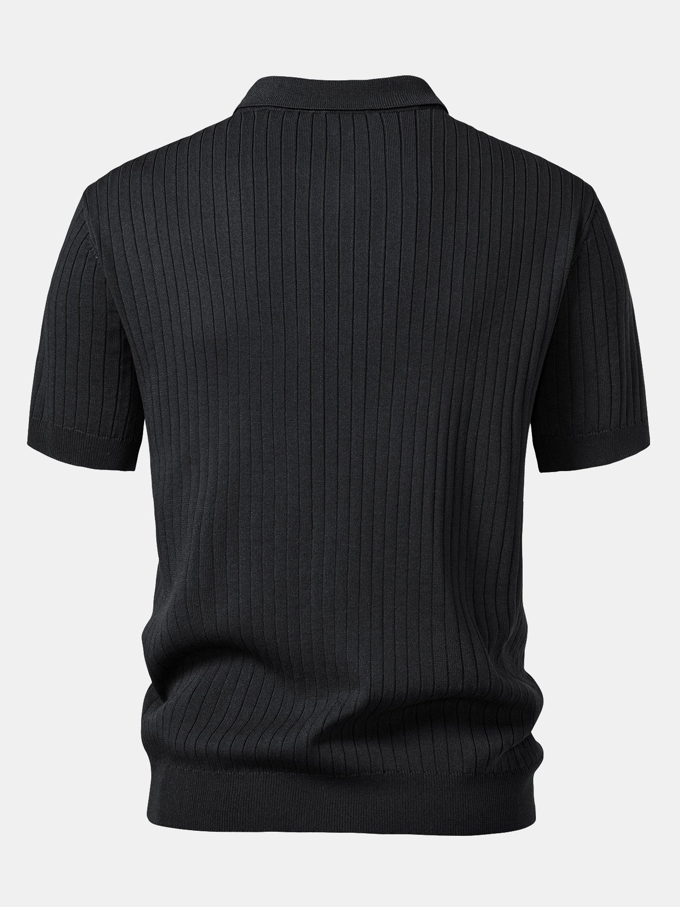 Striped V-Neck Knit Polo