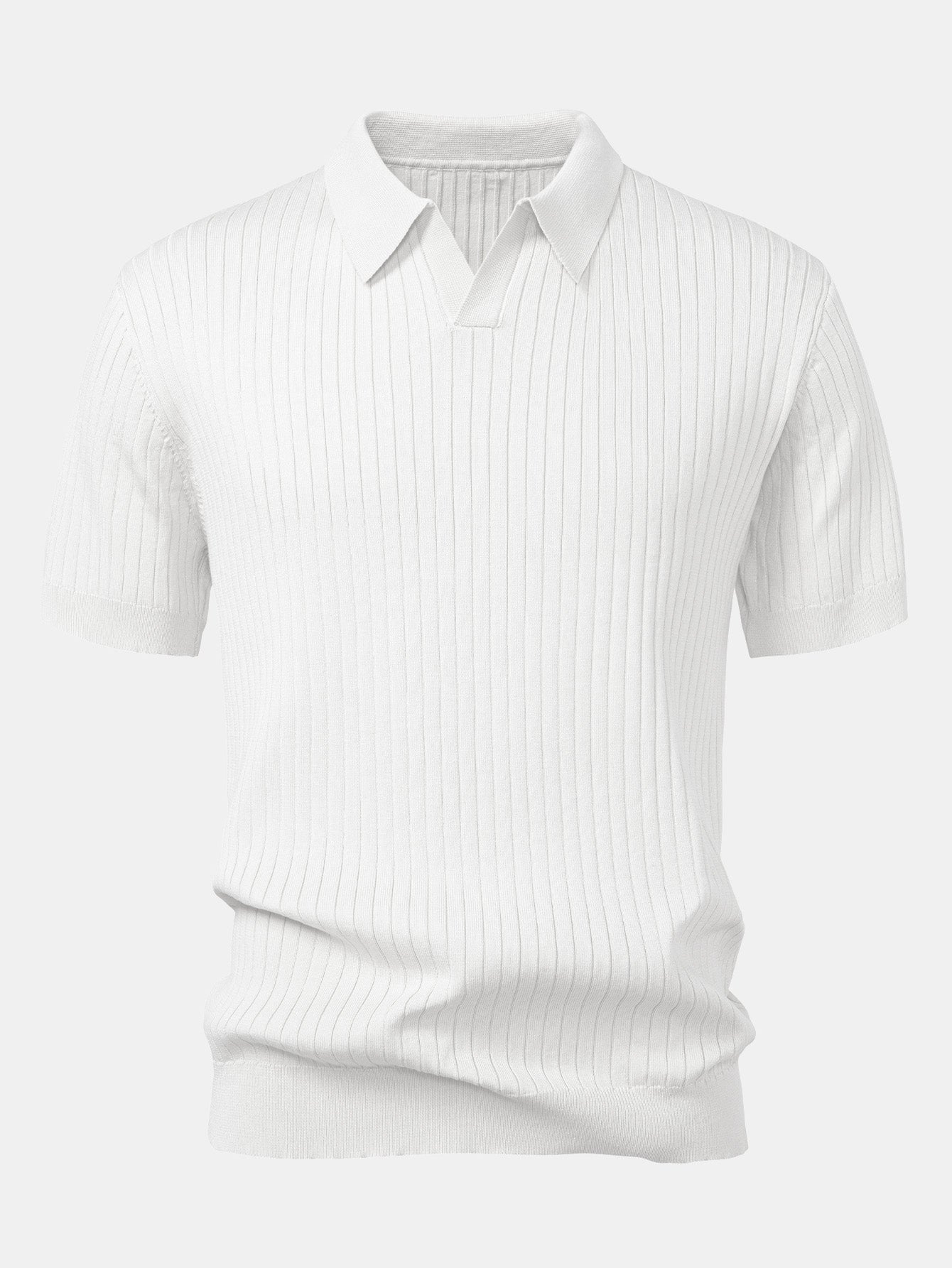 Striped V-Neck Knit Polo