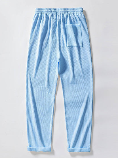 Textured V-Neck Polo & Trousers Set