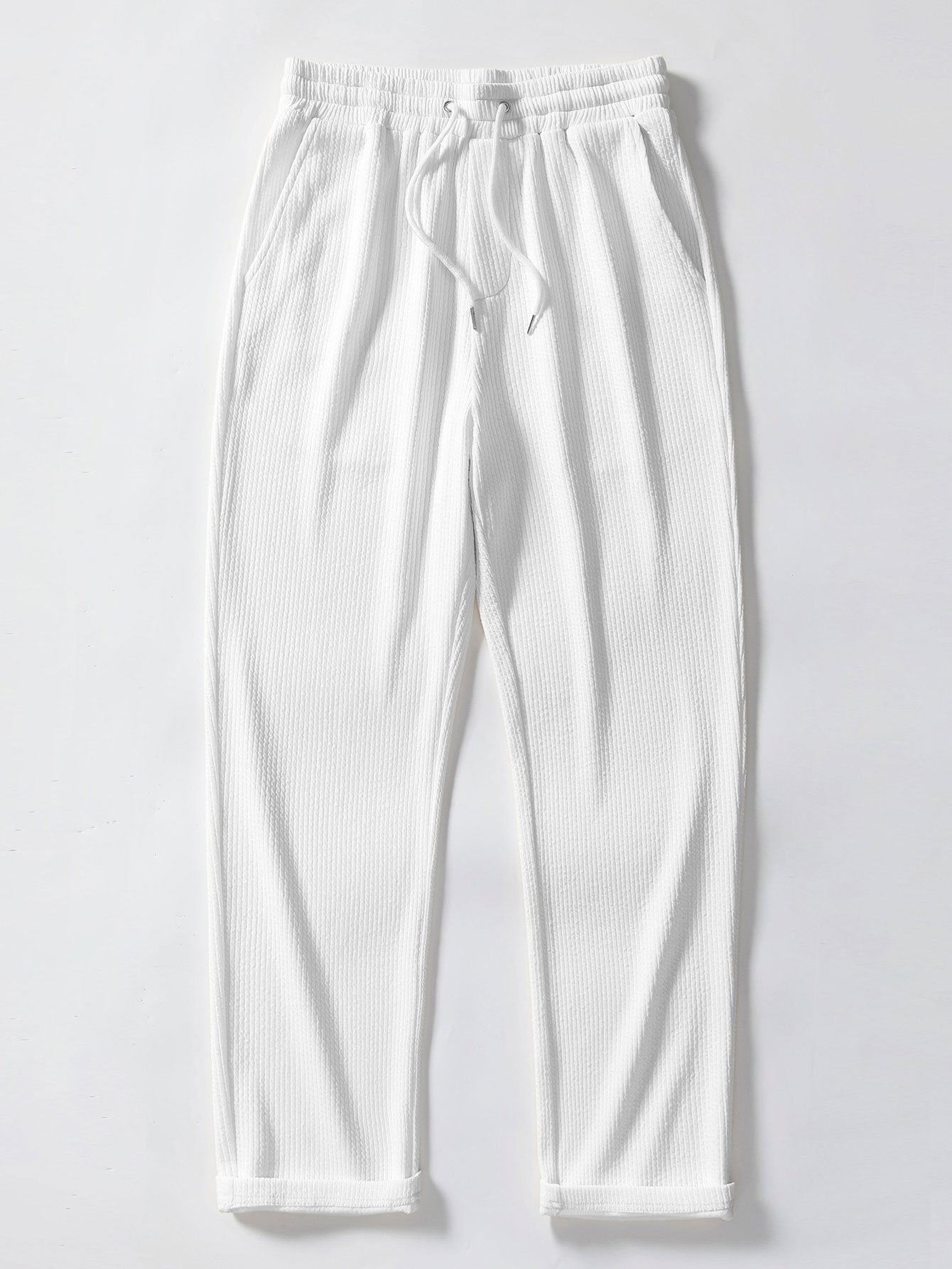 Textured V-Neck Polo & Trousers Set