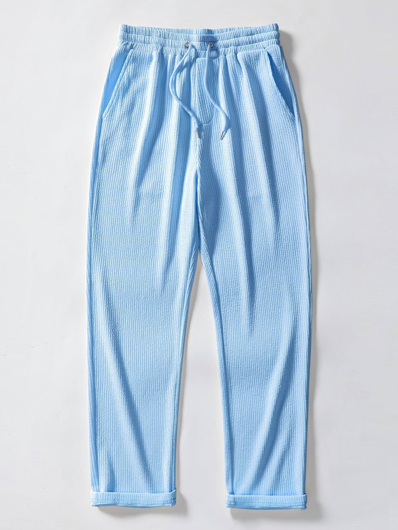 Textured V-Neck Polo & Trousers Set